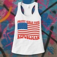 Pretty Girls Vote Republican Usa Flag Women's Tank Top thumb 3