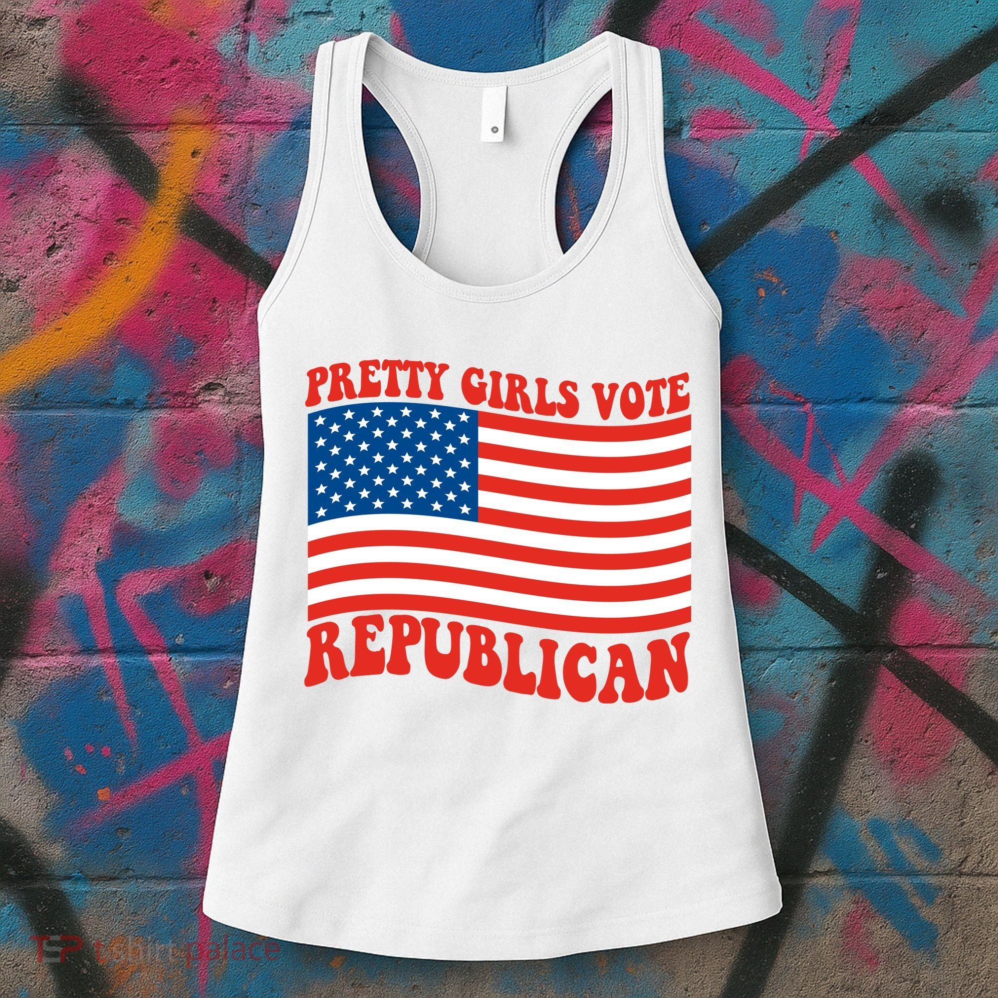 Pretty Girls Vote Republican Usa Flag Women's Tank Top