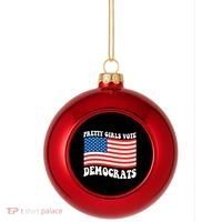 Pretty Girls Vote Democrats Plastic Christmas Ball Ornament thumb 0