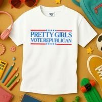 Pretty Girl Vote Republican Funny Saying Kids T-Shirt thumb 3