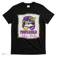 Purple Gold Vibes Only Football Women Leopard Football T-Shirt thumb 0