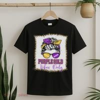 Purple Gold Vibes Only Football Women Leopard Football T-Shirt thumb 2