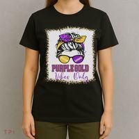 Purple Gold Vibes Only Football Women Leopard Football T-Shirt thumb 4