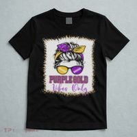 Purple Gold Vibes Only Football Women Leopard Football T-Shirt thumb 5