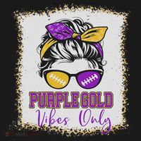 Purple Gold Vibes Only Football Women Leopard Football T-Shirt thumb 7