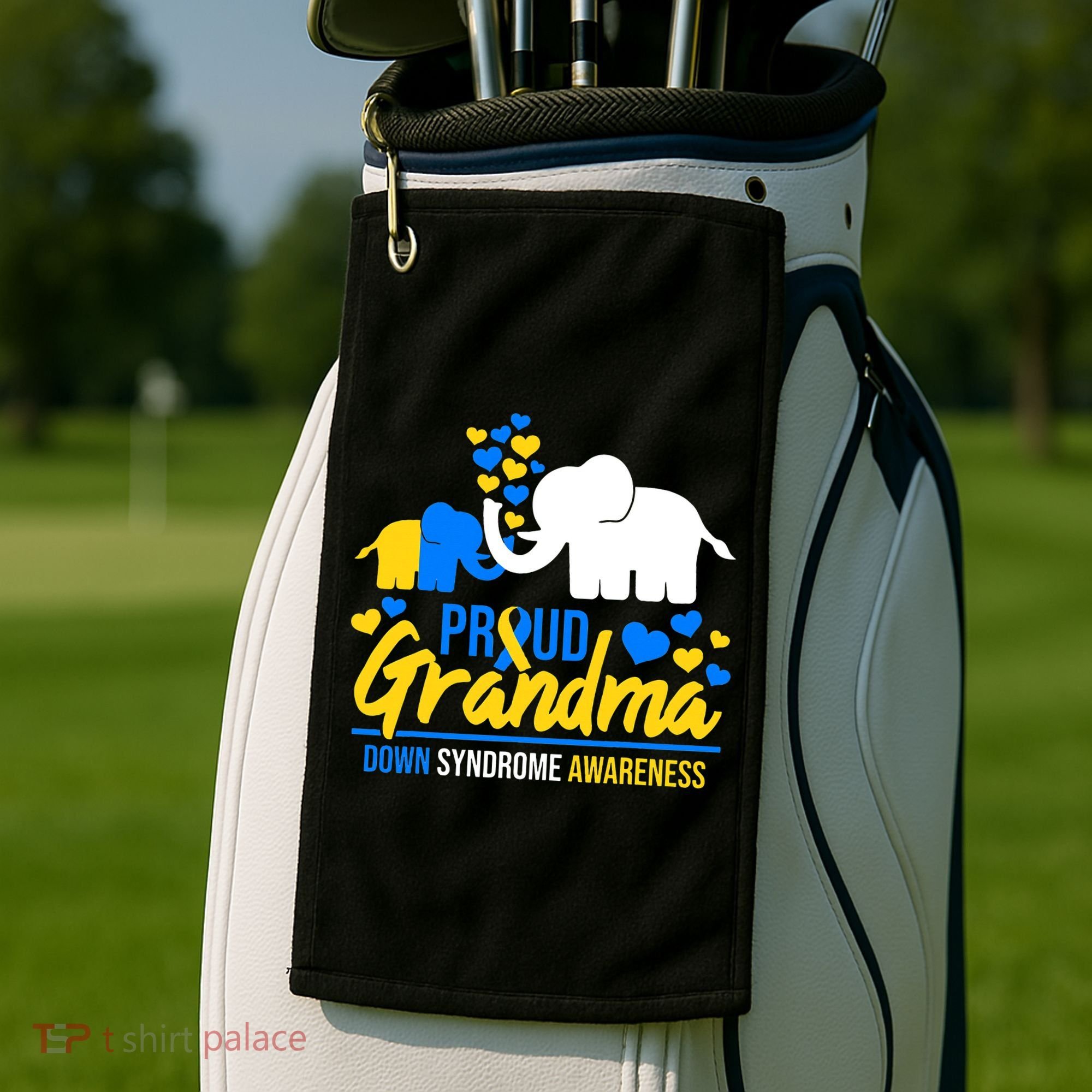 Proud Grandma World Down Syndrome Awareness Day Elephant T21 Golf Towel