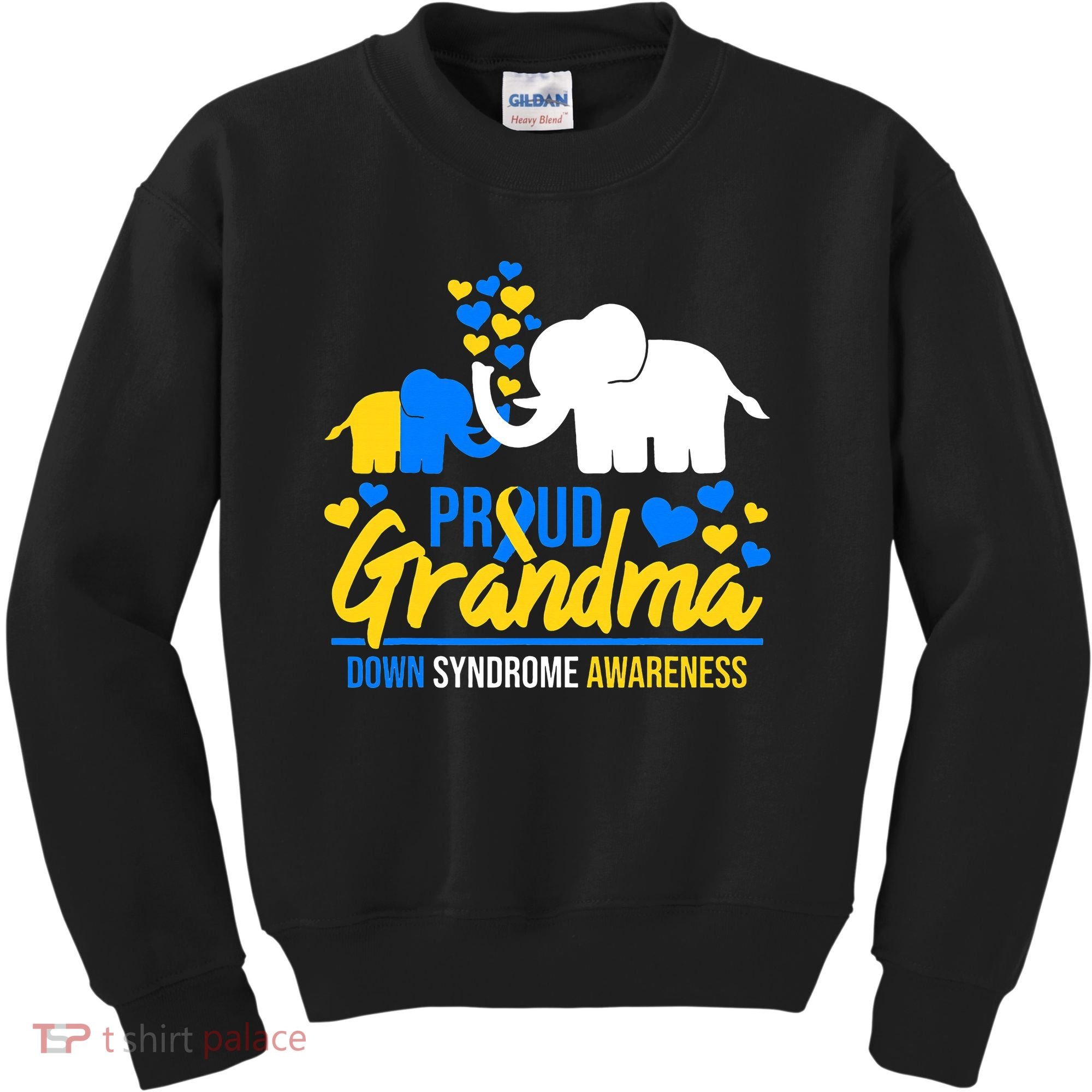 Proud Grandma World Down Syndrome Awareness Day Elephant T21 Kids Sweatshirt