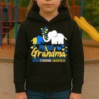 Proud Grandma World Down Syndrome Awareness Day Elephant T21 Kids Hoodie thumb 3