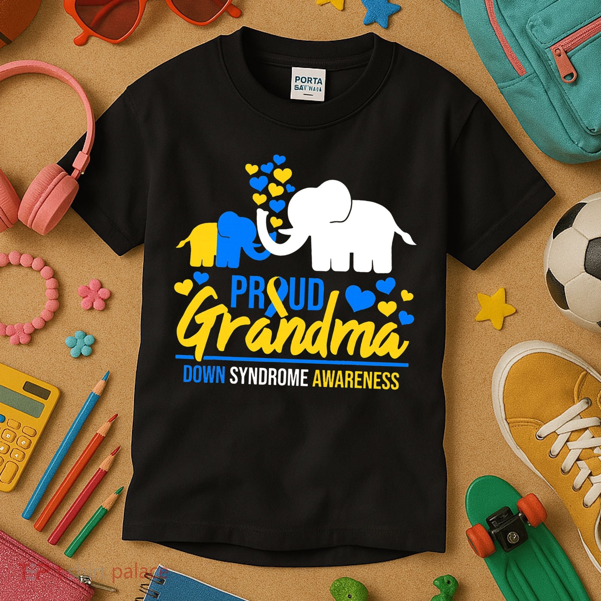 Proud Grandma World Down Syndrome Awareness Day Elephant T21 Kids T-Shirt
