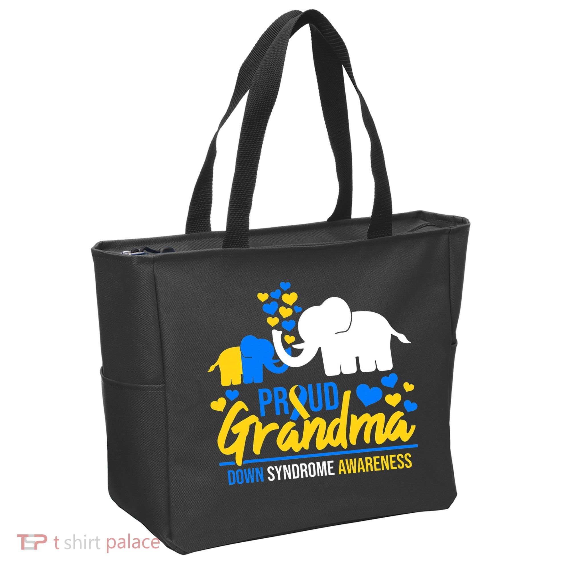 Proud Grandma World Down Syndrome Awareness Day Elephant T21 Tote Bag
