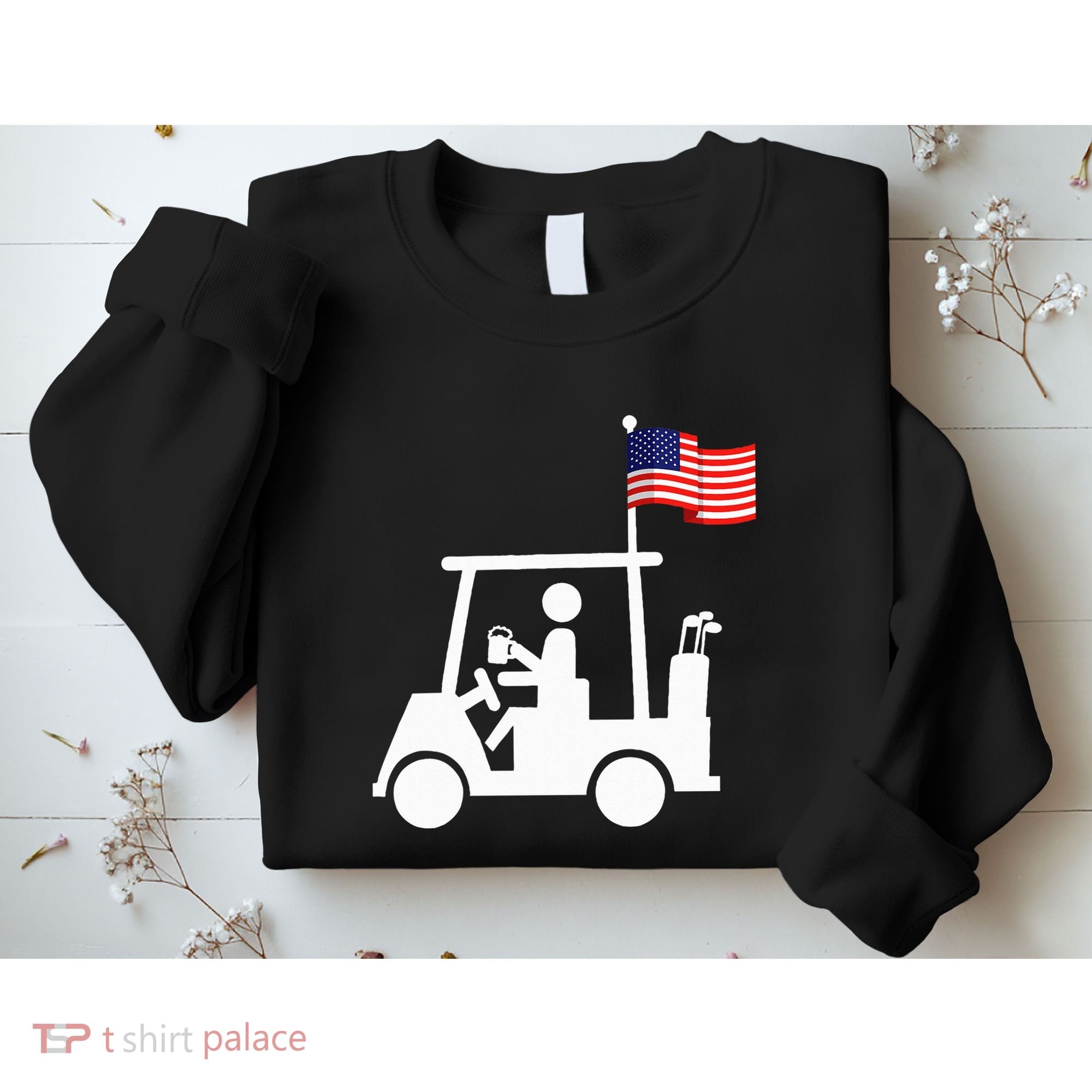 Patriotic Golf Wear Usa Strong Golf Cart Sweatshirt