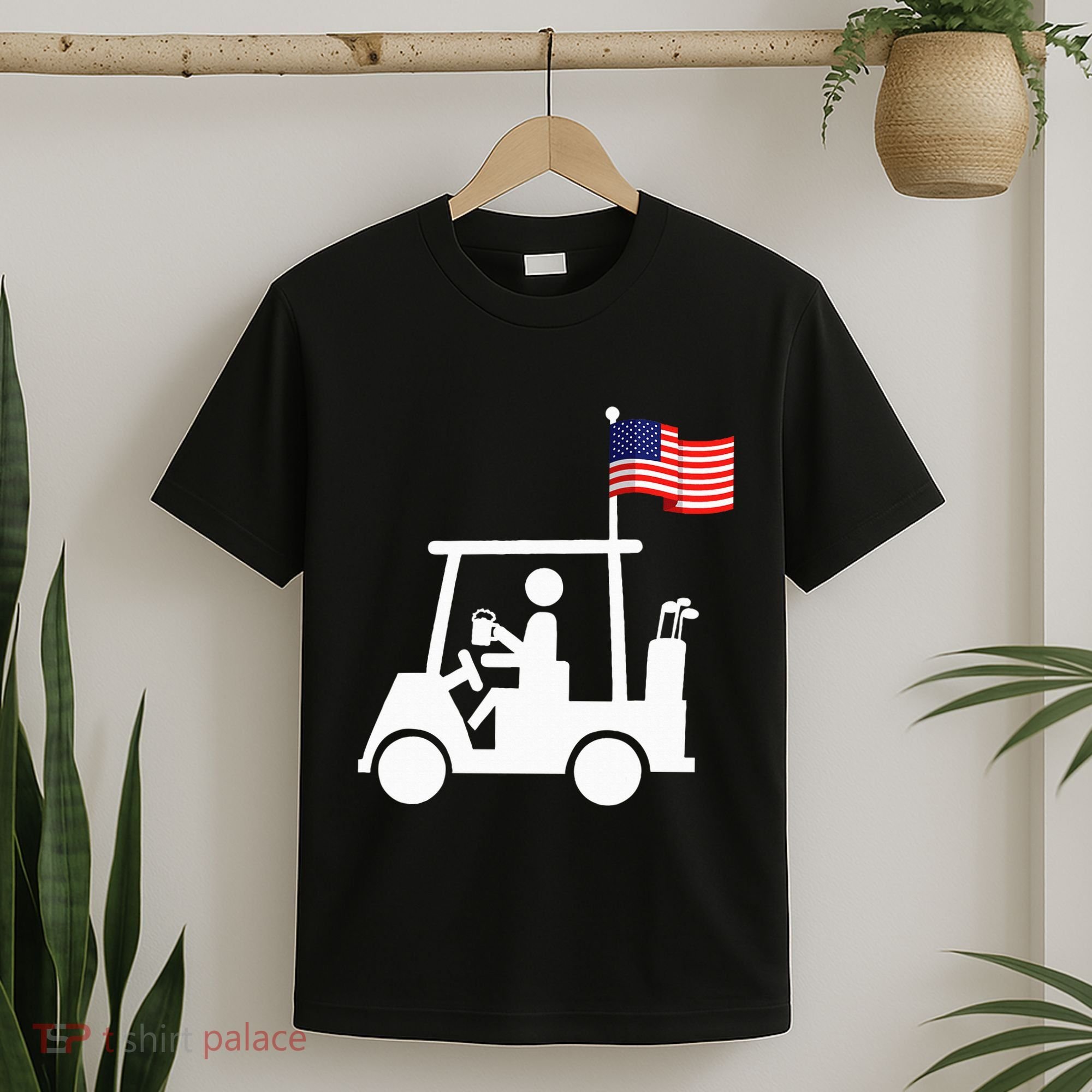 Patriotic Golf Wear Usa Strong Golf Cart T-Shirt