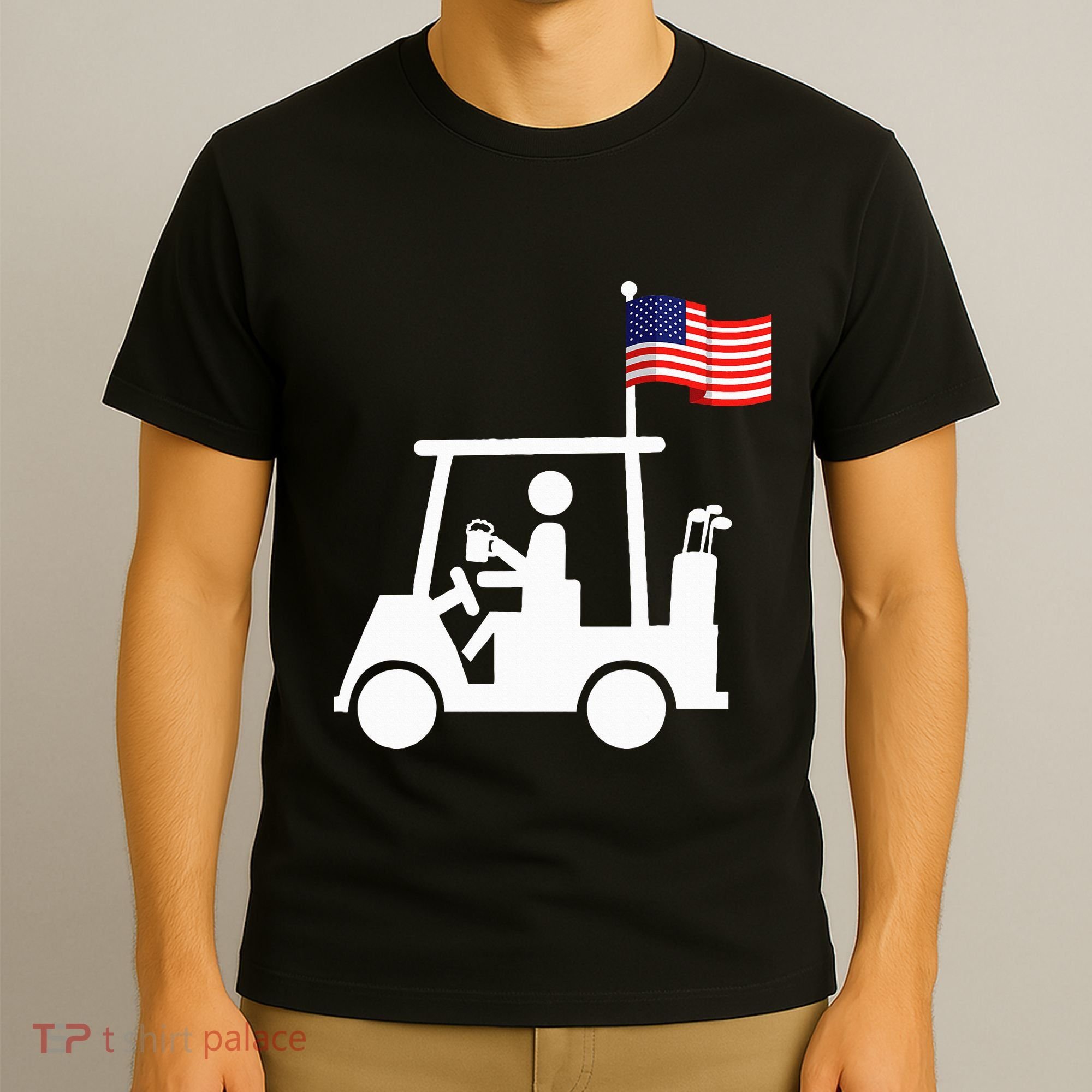Patriotic Golf Wear Usa Strong Golf Cart T-Shirt