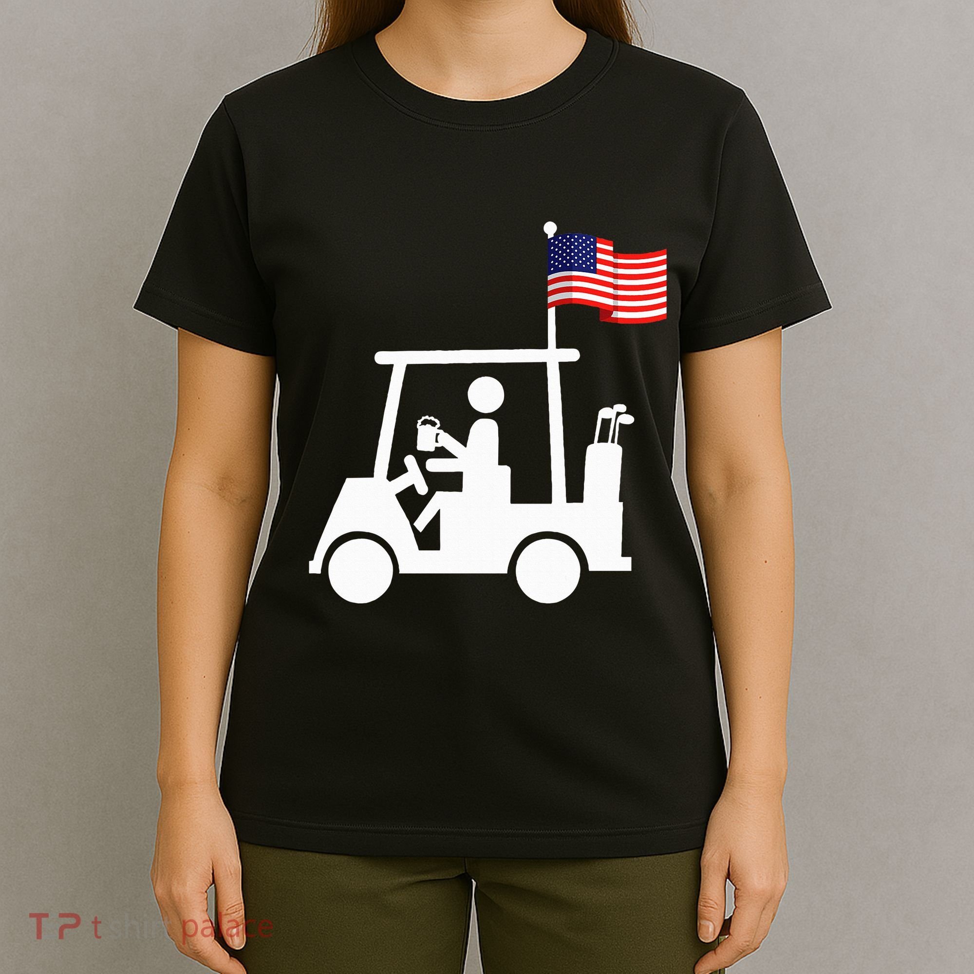 Patriotic Golf Wear Usa Strong Golf Cart T-Shirt