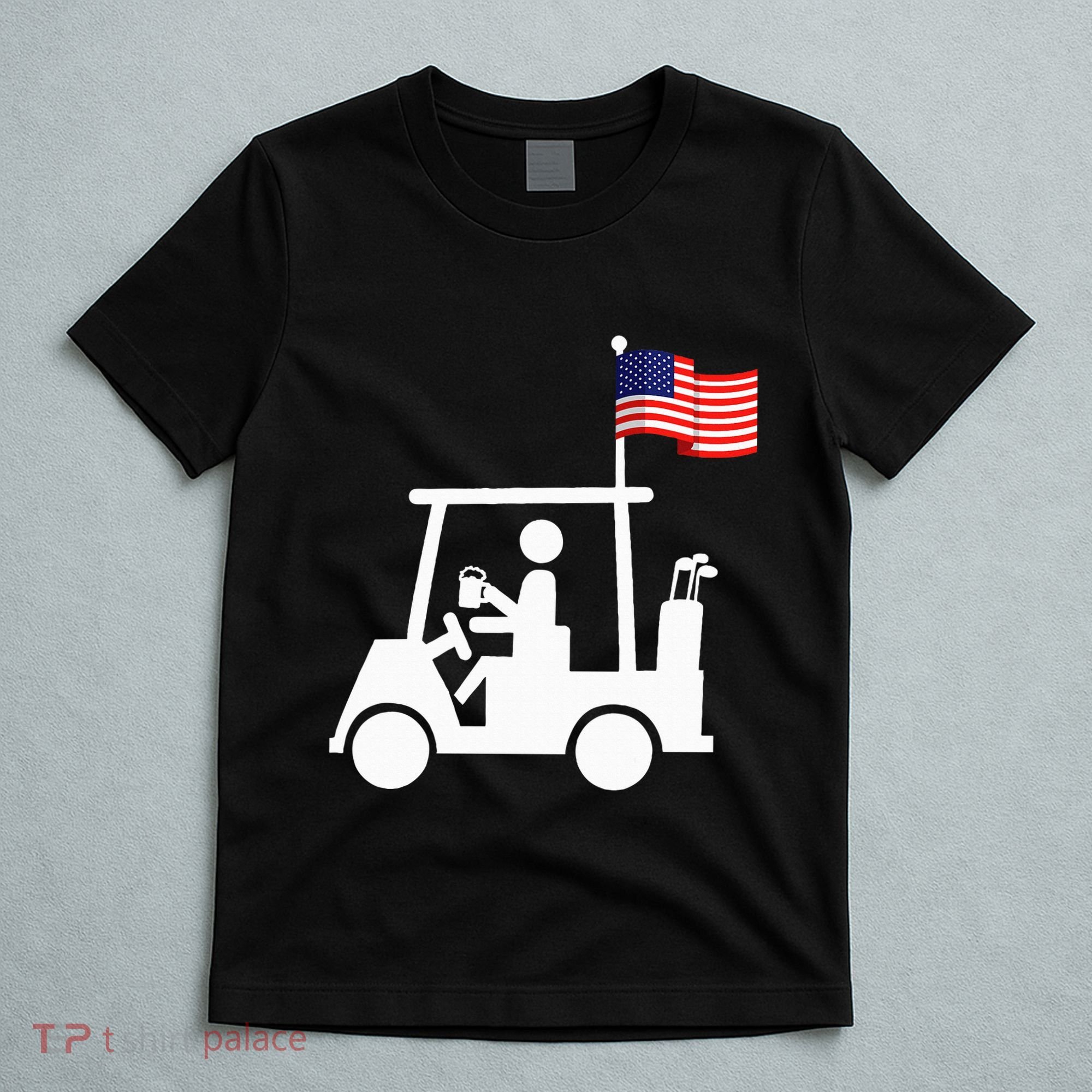 Patriotic Golf Wear Usa Strong Golf Cart T-Shirt