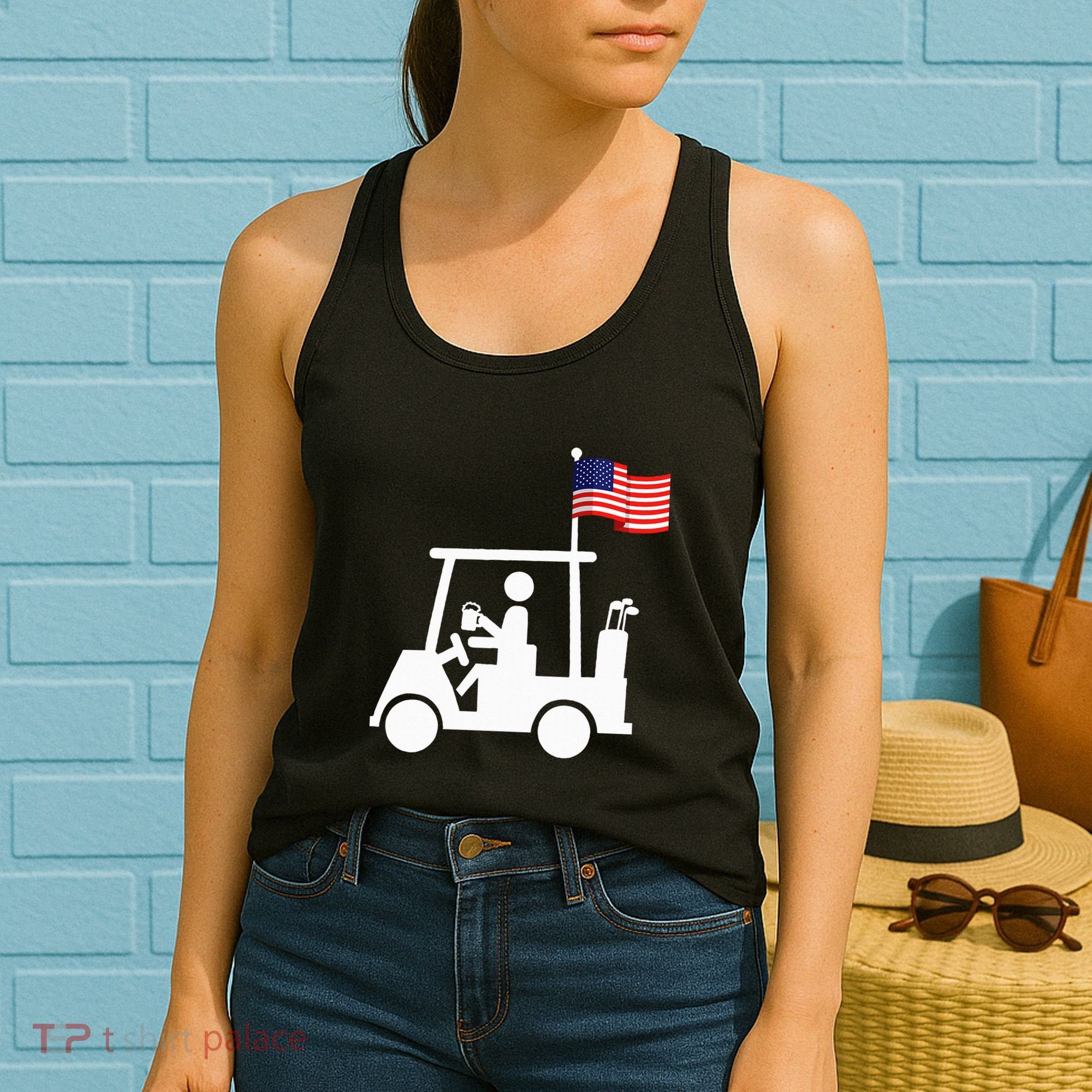 Patriotic Golf Wear Usa Strong Golf Cart Women's Tank Top