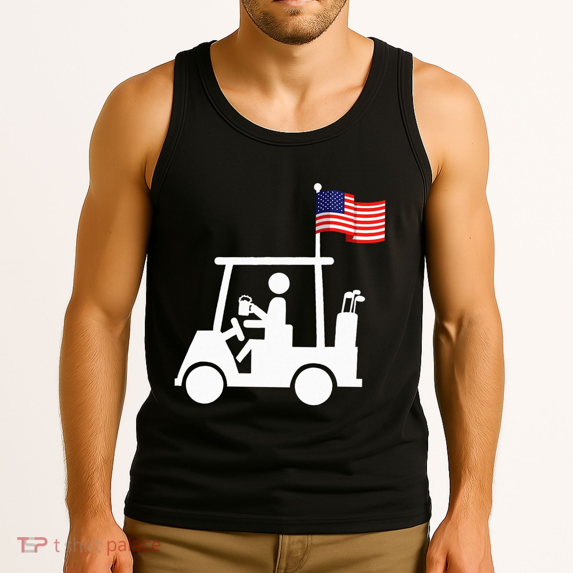 Patriotic Golf Wear Usa Strong Golf Cart Tank Top