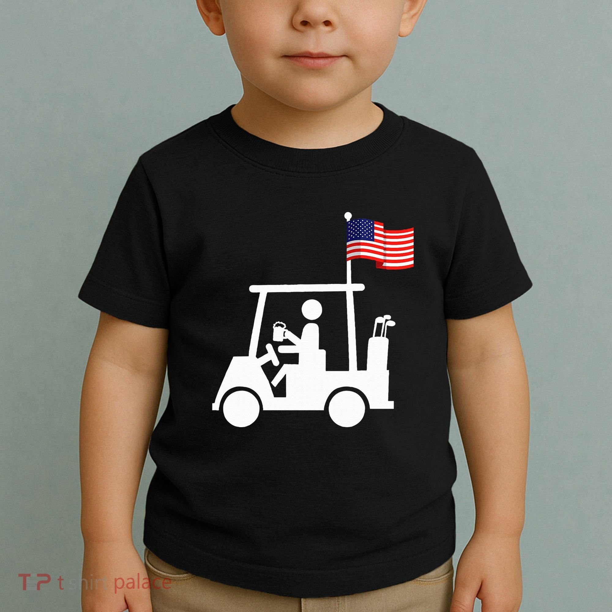 Patriotic Golf Wear Usa Strong Golf Cart Toddler T-Shirt