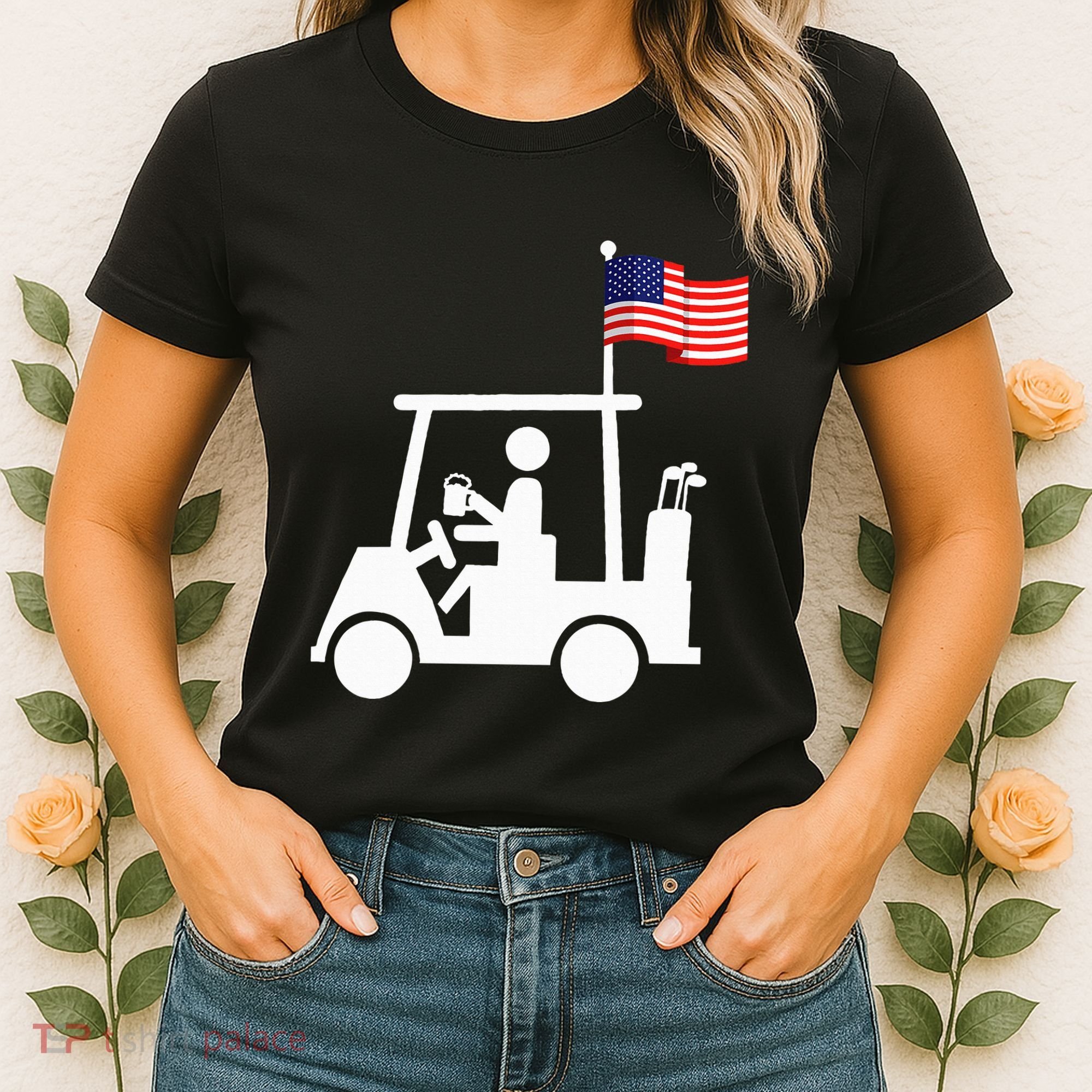 Patriotic Golf Wear Usa Strong Golf Cart Women's T-Shirt