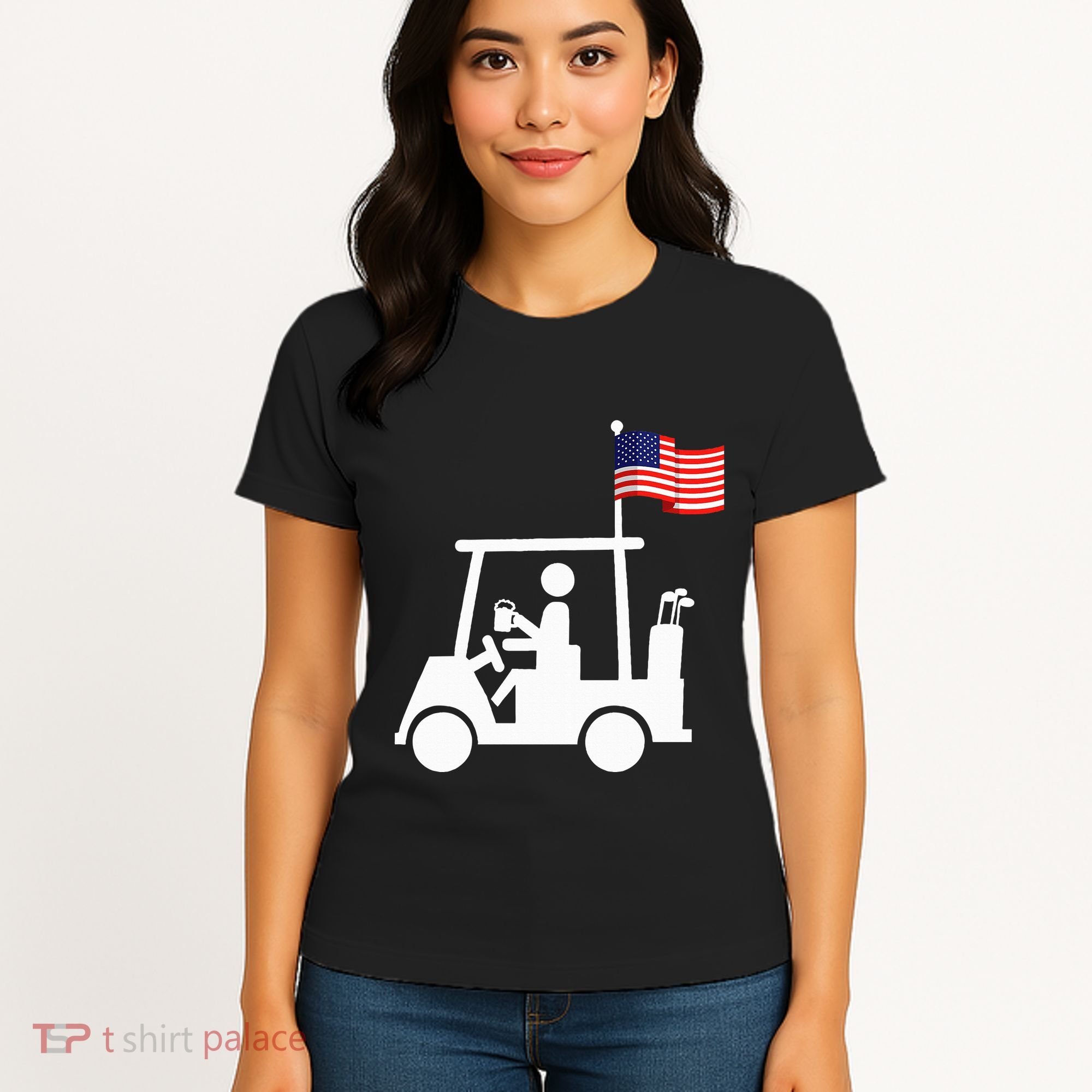 Patriotic Golf Wear Usa Strong Golf Cart Women's T-Shirt