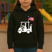 Patriotic Golf Wear Usa Strong Golf Cart Kids Hoodie thumb 3