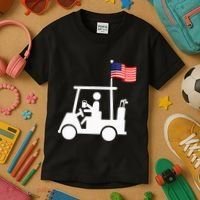 Patriotic Golf Wear Usa Strong Golf Cart Kids T-Shirt thumb 3