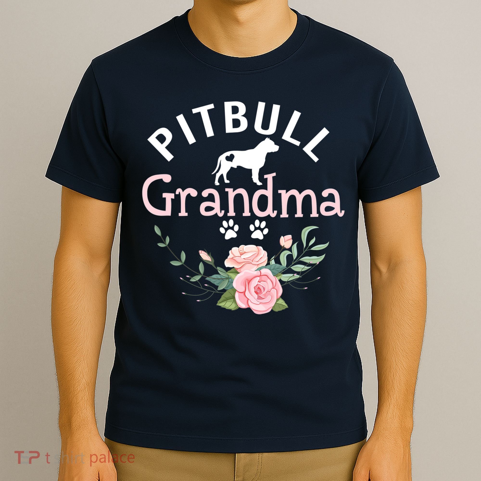 Pitbull Grandma Womens Mom Pitbull Dog Lover Christmas T-Shirt