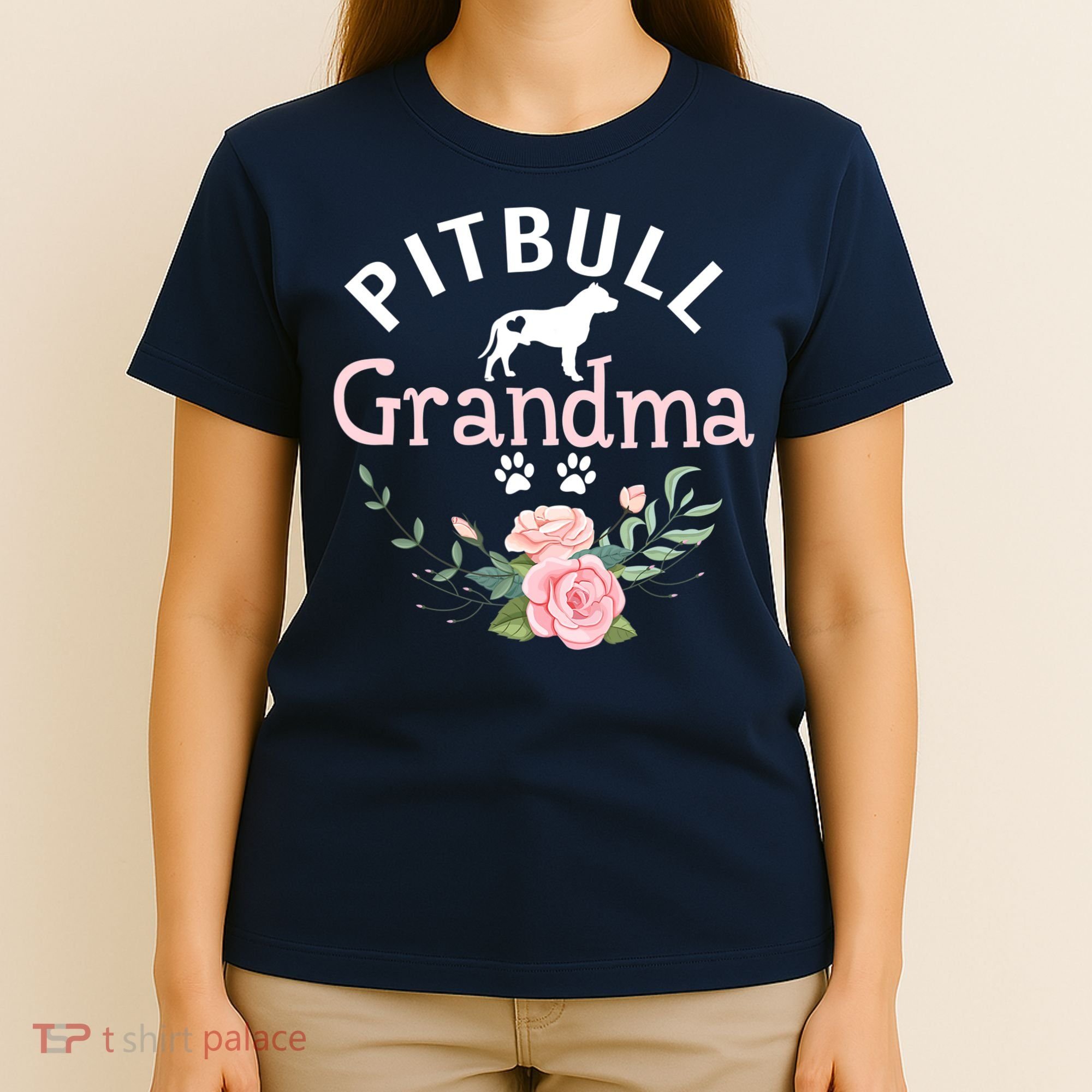 Pitbull Grandma Womens Mom Pitbull Dog Lover Christmas T-Shirt