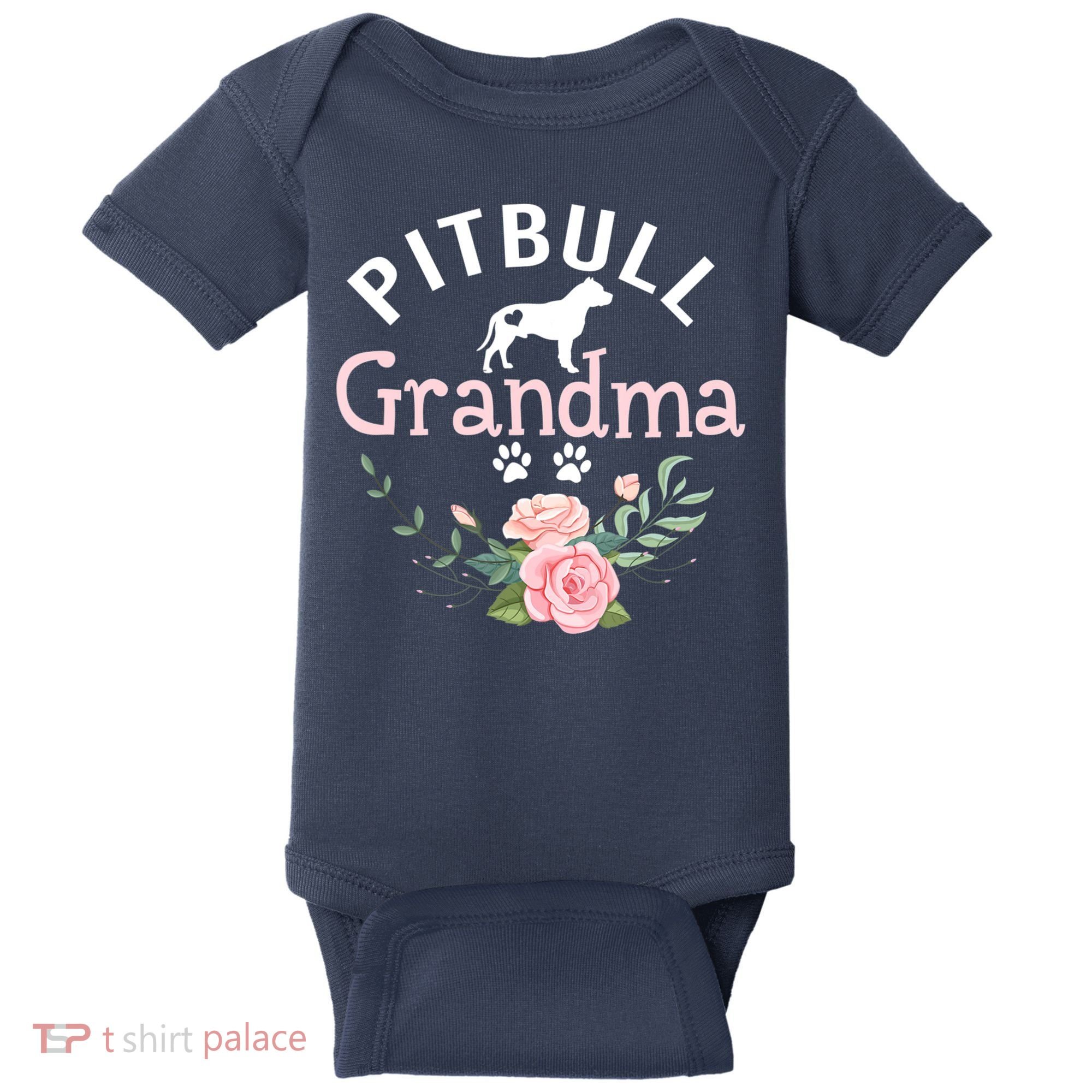 Pitbull Grandma Womens Mom Pitbull Dog Lover Christmas Baby Bodysuit