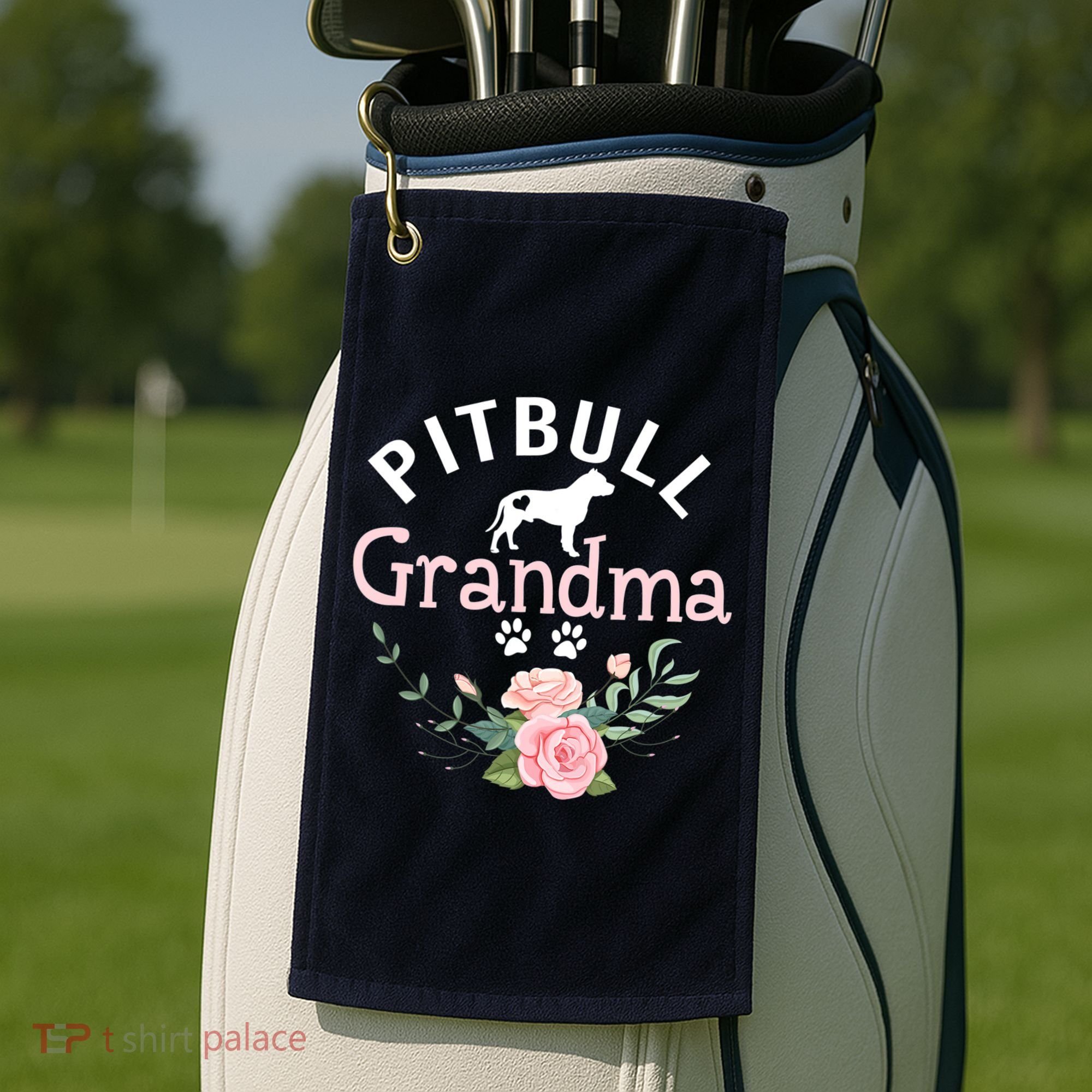 Pitbull Grandma Womens Mom Pitbull Dog Lover Christmas Golf Towel
