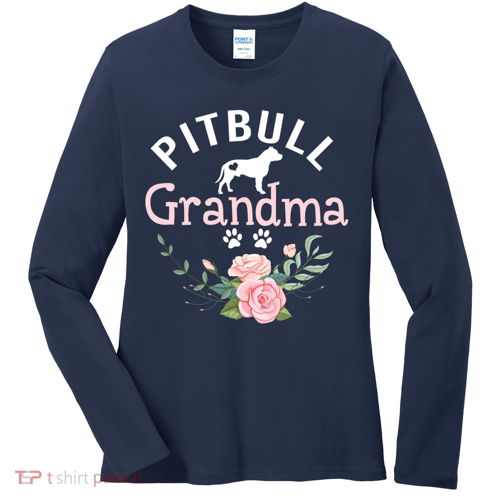 Pitbull Grandma Womens Mom Pitbull Dog Lover Christmas Women's Long Sleeve Shirt