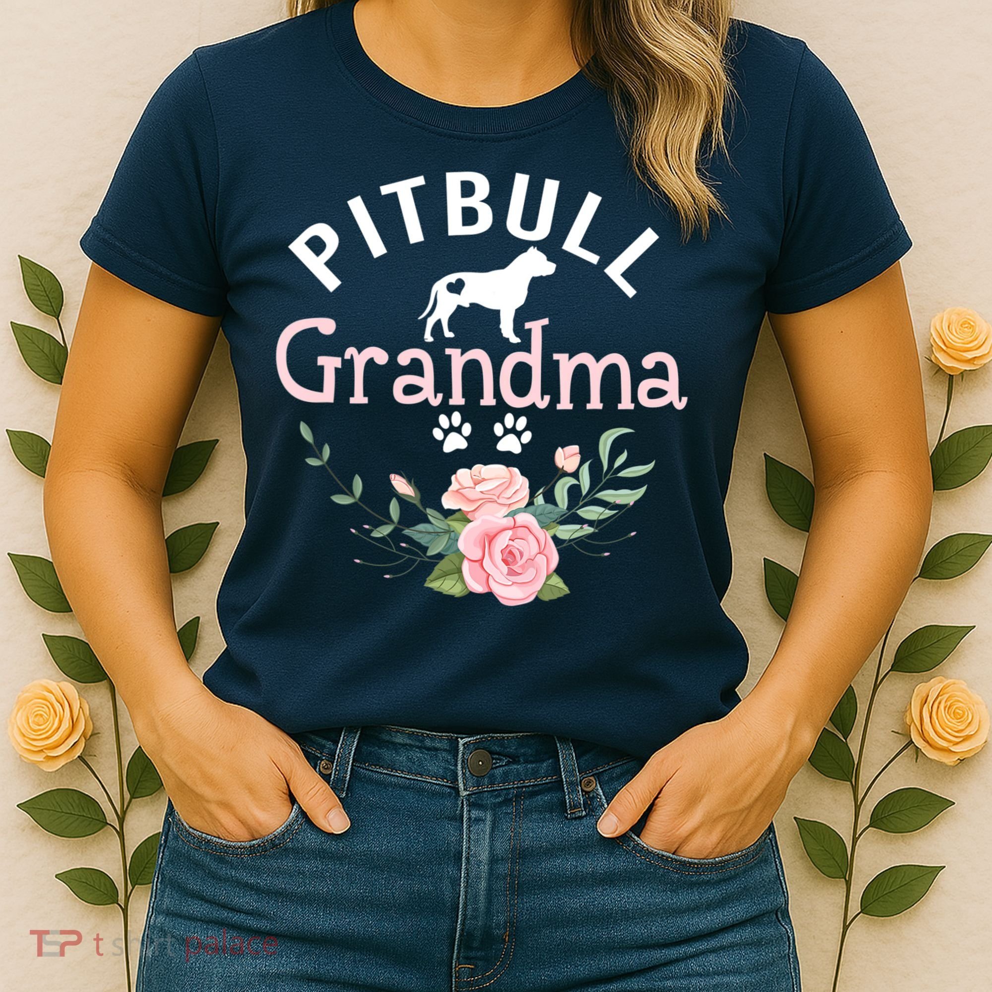 Pitbull Grandma Womens Mom Pitbull Dog Lover Christmas Women's T-Shirt