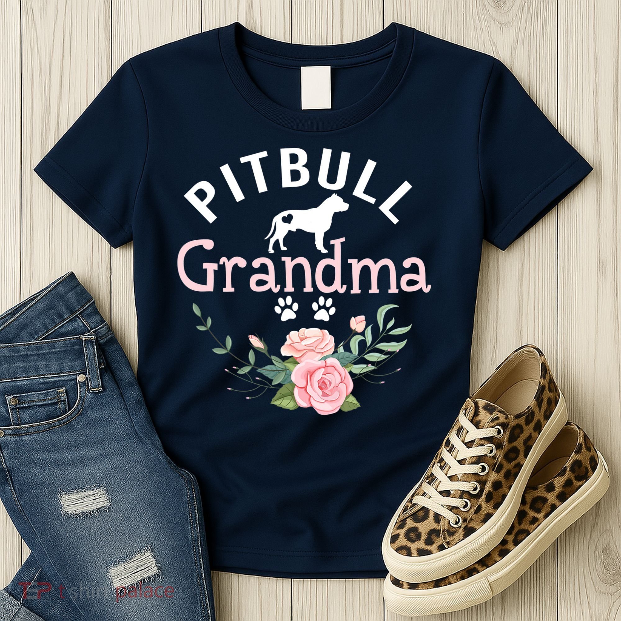 Pitbull Grandma Womens Mom Pitbull Dog Lover Christmas Women's T-Shirt