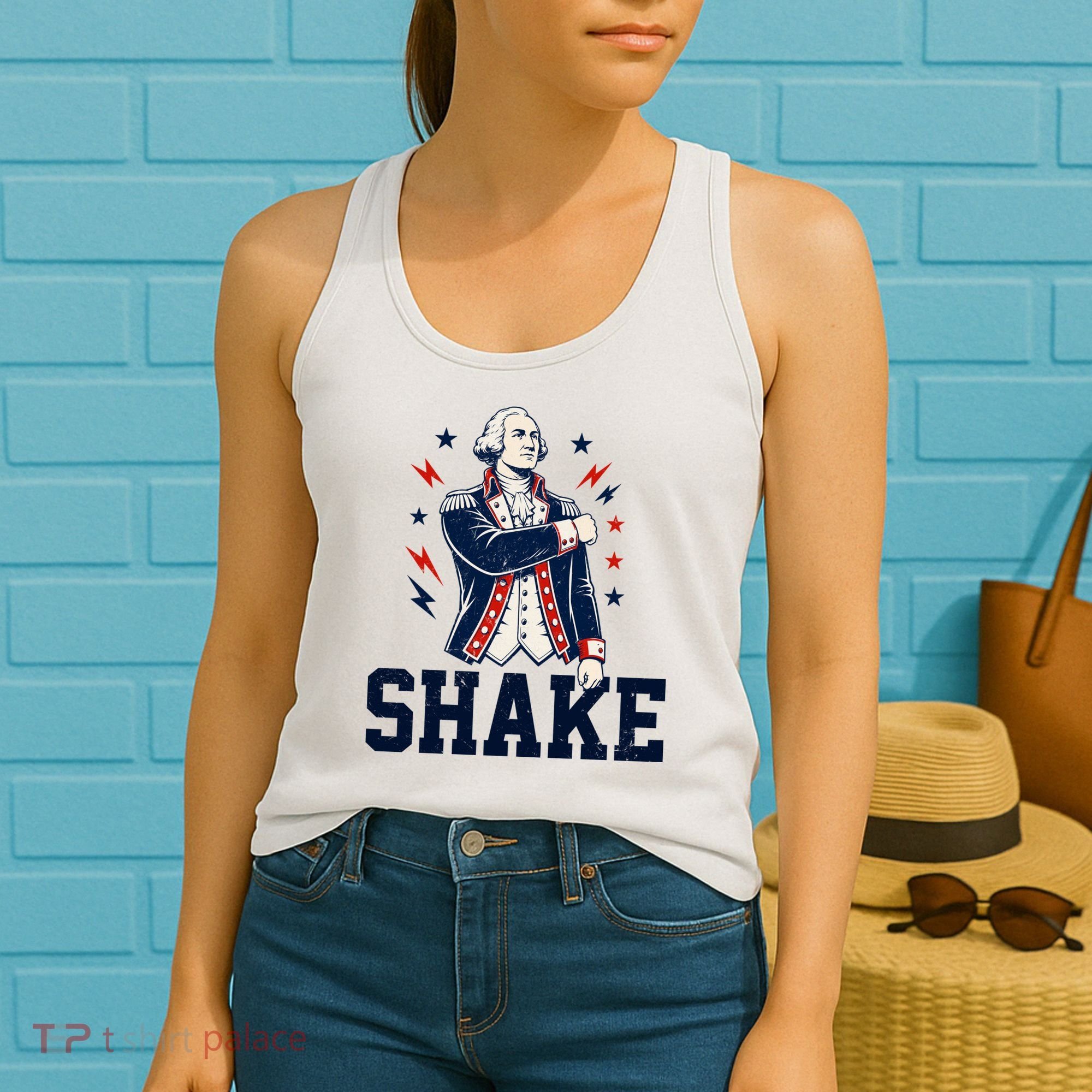 Patriotic George Washington Shake Revolutionary Women's Tank Top