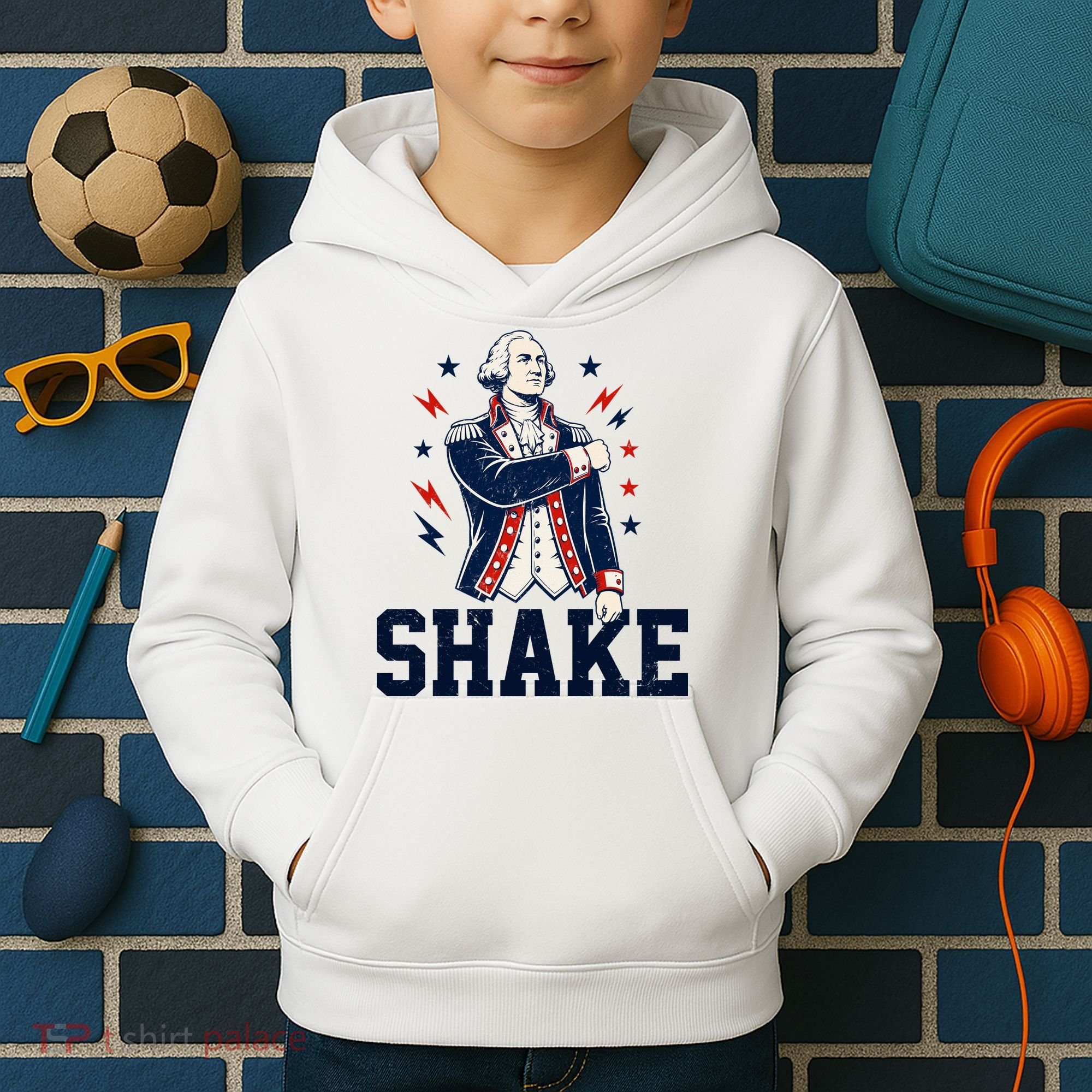 Patriotic George Washington Shake Revolutionary Kids Hoodie