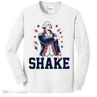 Patriotic George Washington Shake Revolutionary Kids Long Sleeve Shirt thumb 0