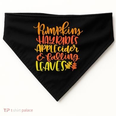 Pumpkins Hayrides Apple Cider And Falling Leaves Funny Fall USA-Made Doggie Bandana