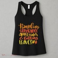 Pumpkins Hayrides Apple Cider And Falling Leaves Funny Fall Women's Tank Top thumb 3