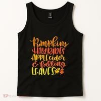 Pumpkins Hayrides Apple Cider And Falling Leaves Funny Fall Tank Top thumb 2