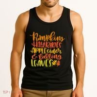 Pumpkins Hayrides Apple Cider And Falling Leaves Funny Fall Tank Top thumb 3