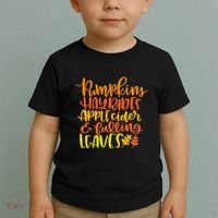 Pumpkins Hayrides Apple Cider And Falling Leaves Funny Fall Toddler T-Shirt thumb 2