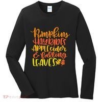 Pumpkins Hayrides Apple Cider And Falling Leaves Funny Fall Women's Long Sleeve Shirt thumb 0