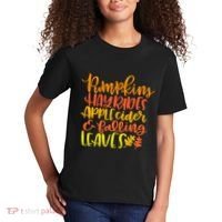 Pumpkins Hayrides Apple Cider And Falling Leaves Funny Fall Kids T-Shirt thumb 2