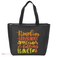 Pumpkins Hayrides Apple Cider And Falling Leaves Funny Fall Tote Bag thumb 0