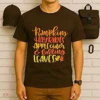 Pumpkins Hayrides Apple Cider And Falling Leaves Funny Fall T-Shirt thumb 6
