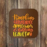Pumpkins Hayrides Apple Cider And Falling Leaves Funny Fall Coaster thumb 0
