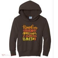 Pumpkins Hayrides Apple Cider And Falling Leaves Funny Fall Kids Hoodie thumb 0