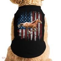 Patriotic Horse American Flag Horseback Riding Farm Gift Doggie Tank thumb 0