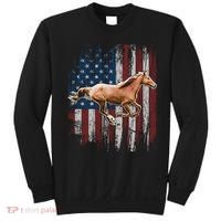 Patriotic Horse American Flag Horseback Riding Farm Gift Sweatshirt thumb 0