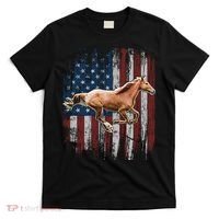 Patriotic Horse American Flag Horseback Riding Farm Gift T-Shirt thumb 0